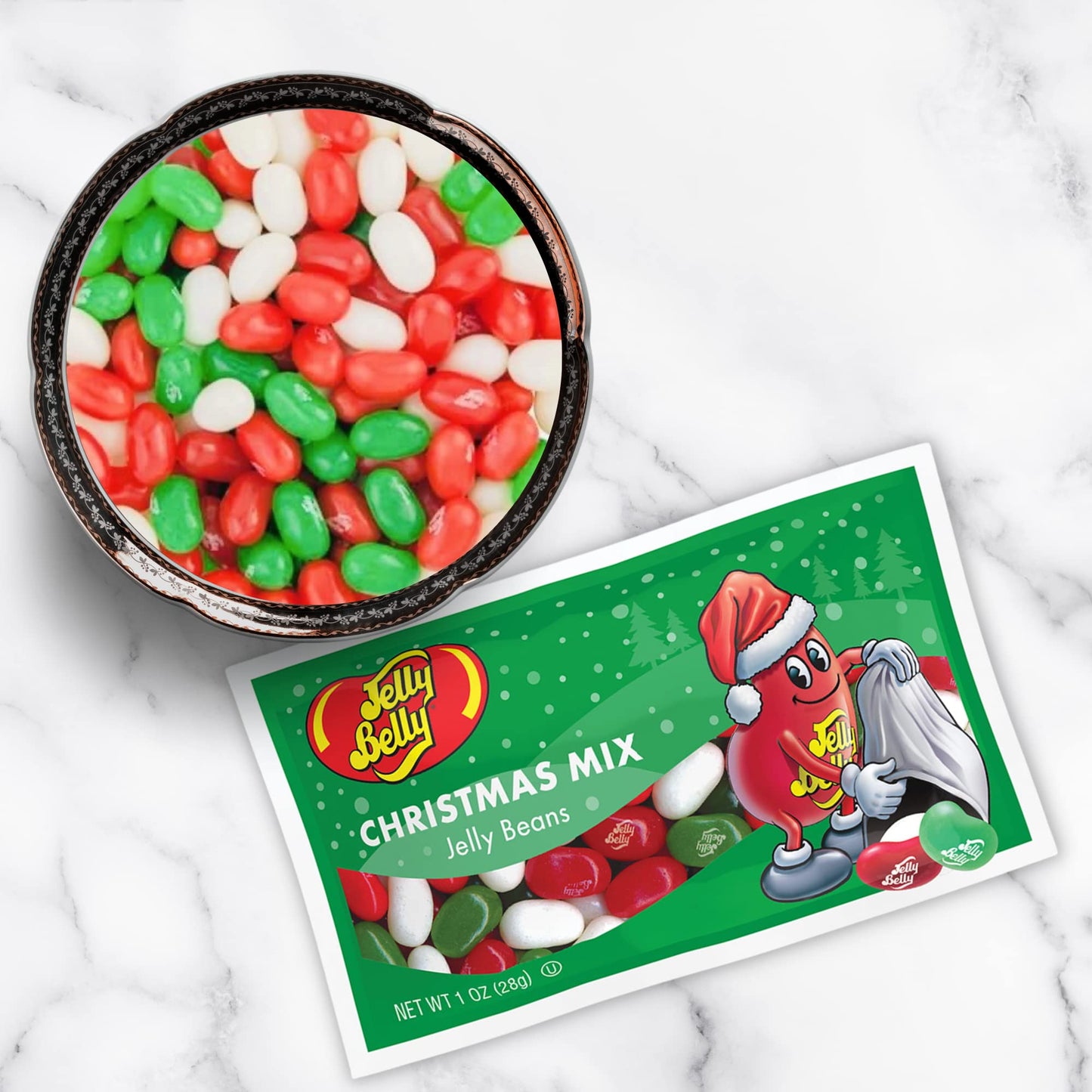 Needzo Christmas Mix Jelly Beans, Very Cherry, Green Apple, Coconut, 1 Ounce Packets, Multi-Color, Pack of 6