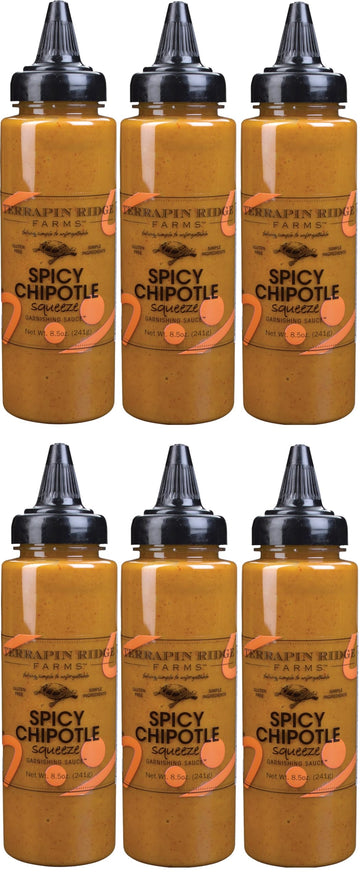 Terrapin Ridge Farms Spicy Chipotle Garnishing Sauce, 8.5 oz Bottle, Pack of 6 – Smoky & Zesty for Tacos, Sandwiches, Seafood & More