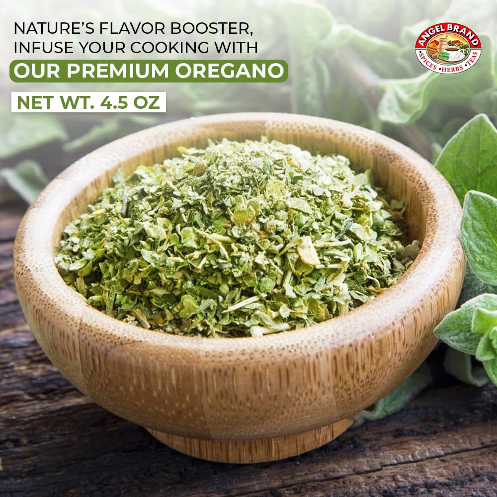 Angel Brand Dried Oregano Leaves 4.5 Oz Bottle - Premium Oregano Spice For Cooking, Seasoning, And Flavoring - Perfect For Itali