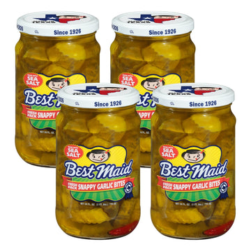 Best Maid Products - 24 Ounce Glass Jars - Dill, Kosher, Habanero Chips & Snappy Garlic Bites - 4 Pack