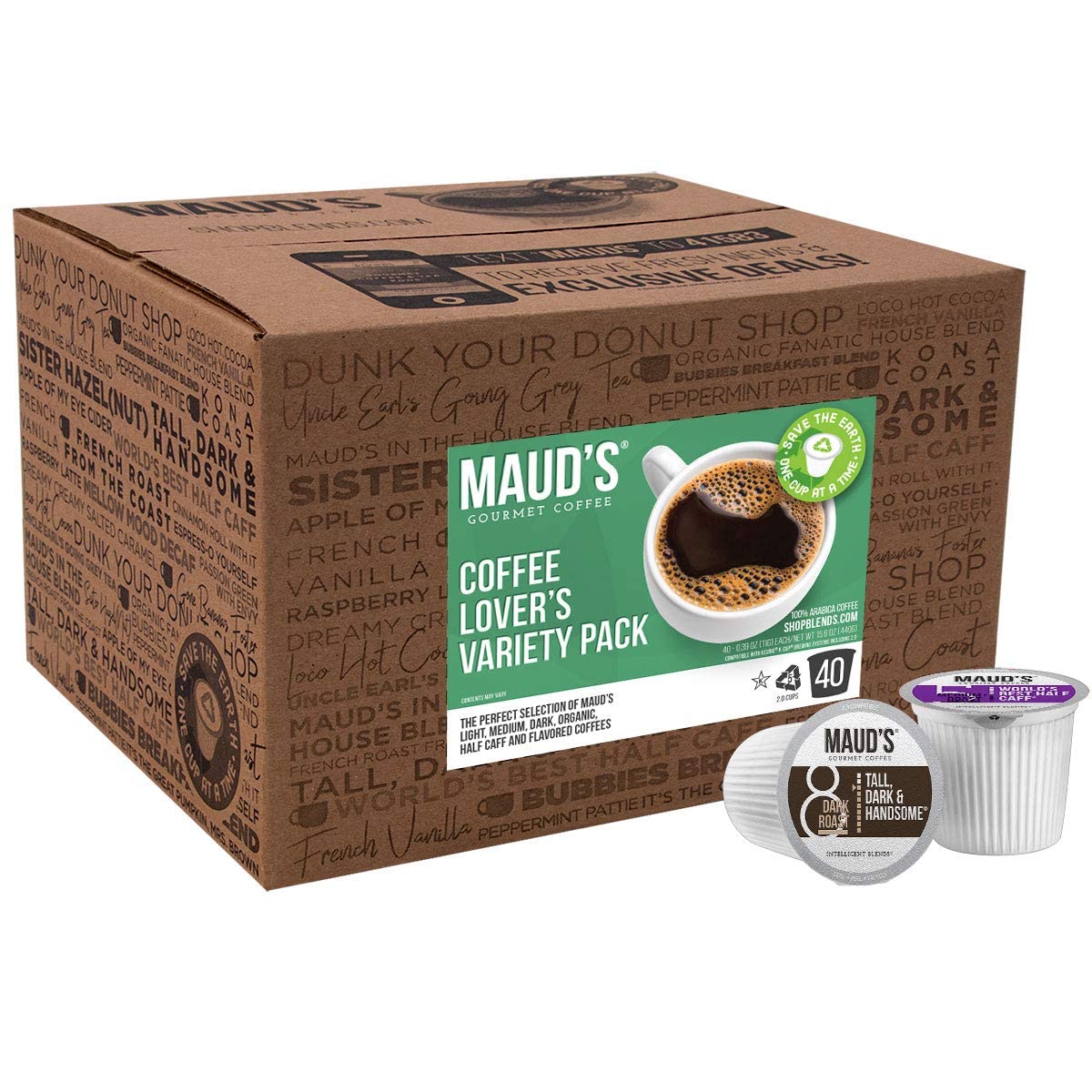 Maud s Coffee Lovers Variety Pack Coffee Pods, 40 ct, 16 Assorted Flavors in Recyclable Single Serve Pods - 100% Arabica Beans,