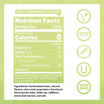 Yerba   Energy Beverage Yuzu Lime - Lemon Lime Flavor - 0 Sugar, 0 Calories, 0 Carbs, Energized by Yerba Mate. Yerbae is Natural
