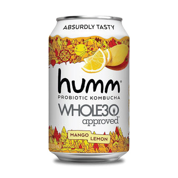 Humm Whole30 Approved Kombucha - Mango Lemon - Organic, Vegan & Gmo-Free (12 Pack)