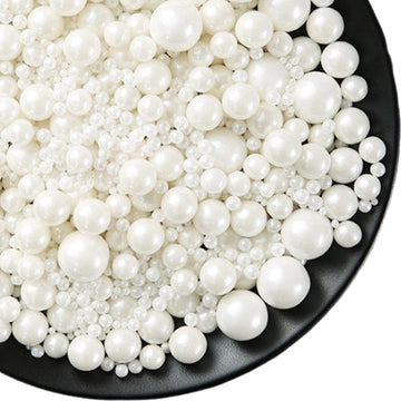Edible White Pearls Sugar Sprinkles 120G/4.23 Oz, Mix Size Candy Pearl For Cake Decorating And Cupcake Toppers Cookie Decoration
