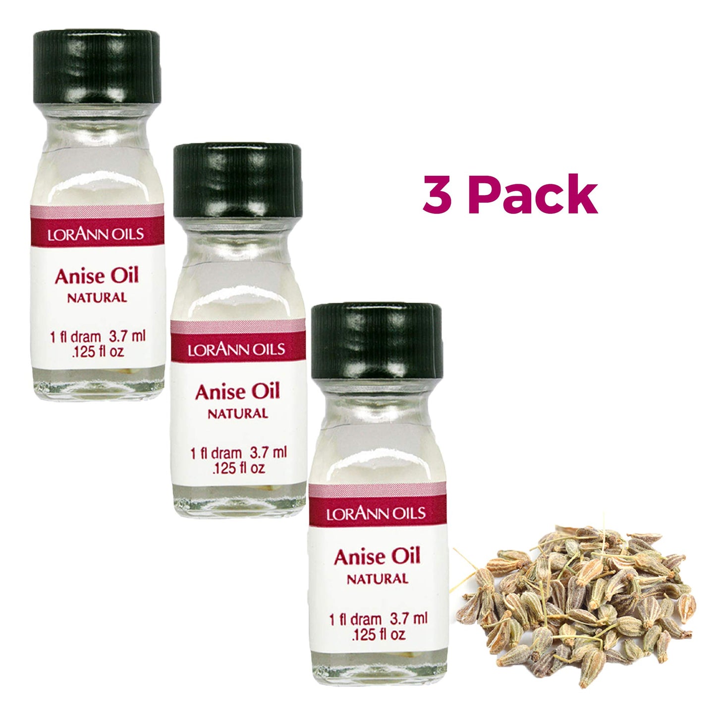 Lorann Anise Oil Super Strengthnatural Flavor, 1 Dram Bottle (.0125 Fl Oz - 3.7 Ml) - 3 Pack
