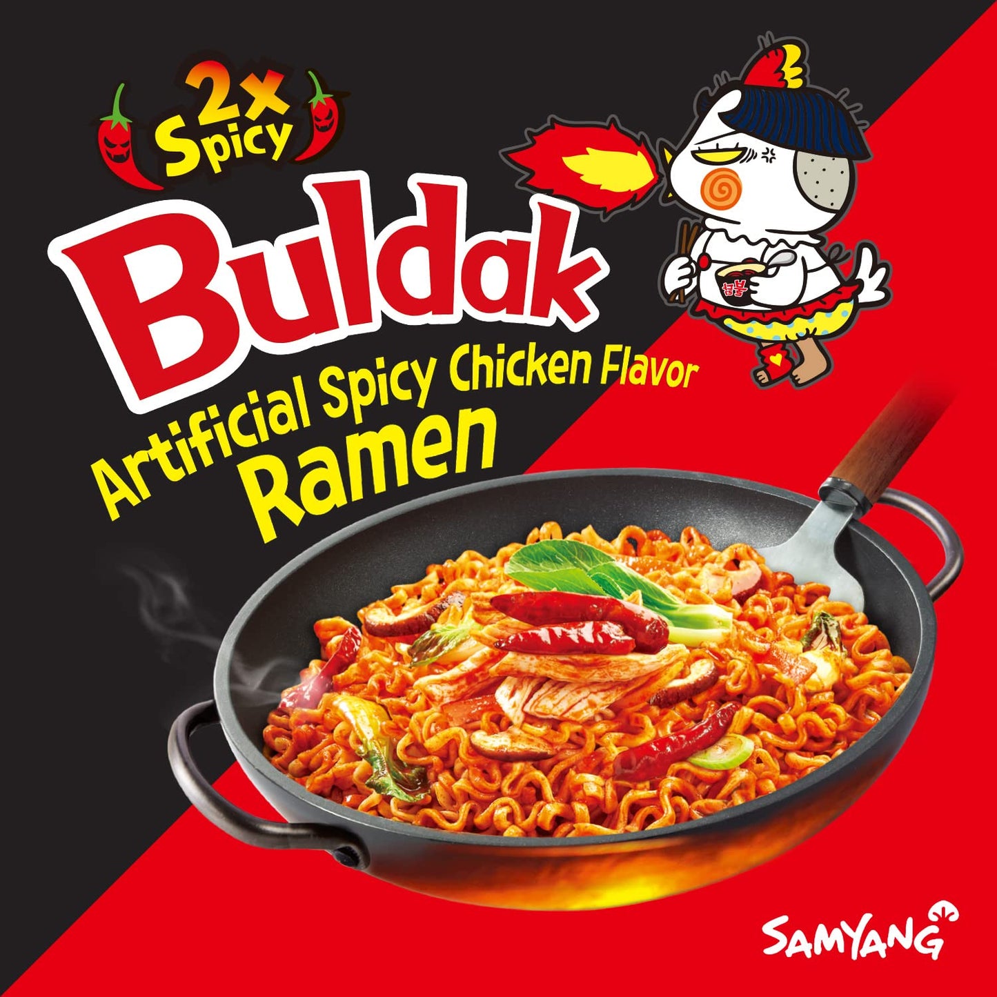 Samyang 2X Buldak Spicy Hot Chicken Stir Fried Cup Noodles - Pack of 6, 2.47 Ounce