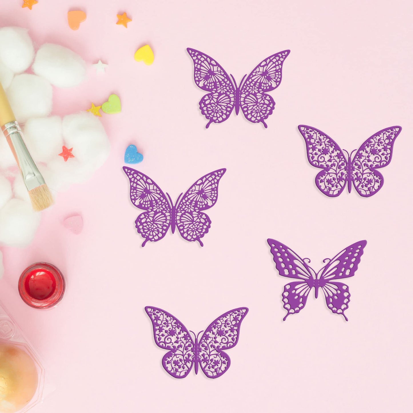 Gyufise 36 Pack Purple 3D Butterfly Cupcake Toppers Hollow Butterfly Cake Decorations For Birthday Wedding Fairy Party Butterfly