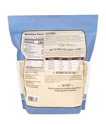 Bob's Red Mill Quick Cooking Rolled Oats, Gluten Free, 28 Ounce
