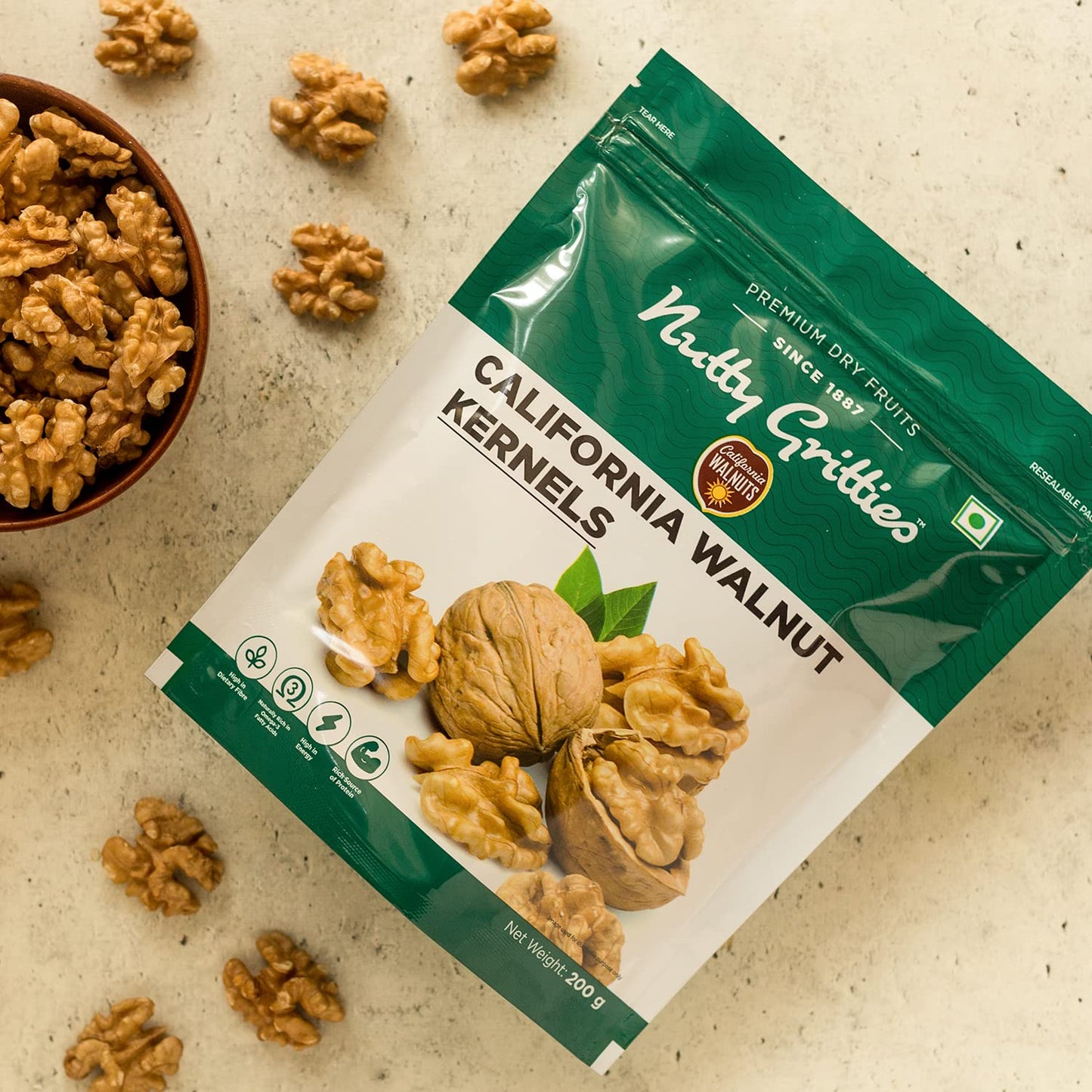 Nutty Gritties Californian Walnut Kernels, 223G