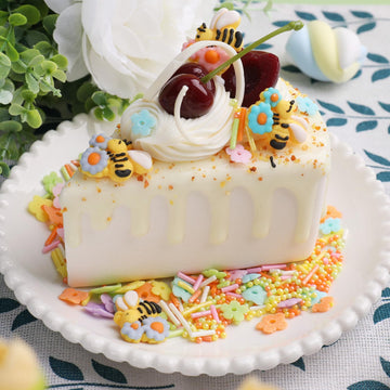 Flower Sprinkles Edible, Spring Colorful Bees Green Pearls Sprinkles For Cake Decorating Cupcake Toppers Baking Cookie