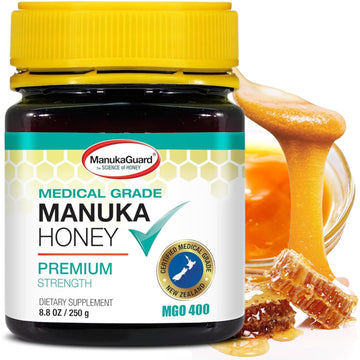 ManukaGuard® Medical Grade Manuka Honey MGO 400+ | 100% Authentic New Zealand Manuka Honey | Healing Honey for Immunity Boost | 8.8 oz