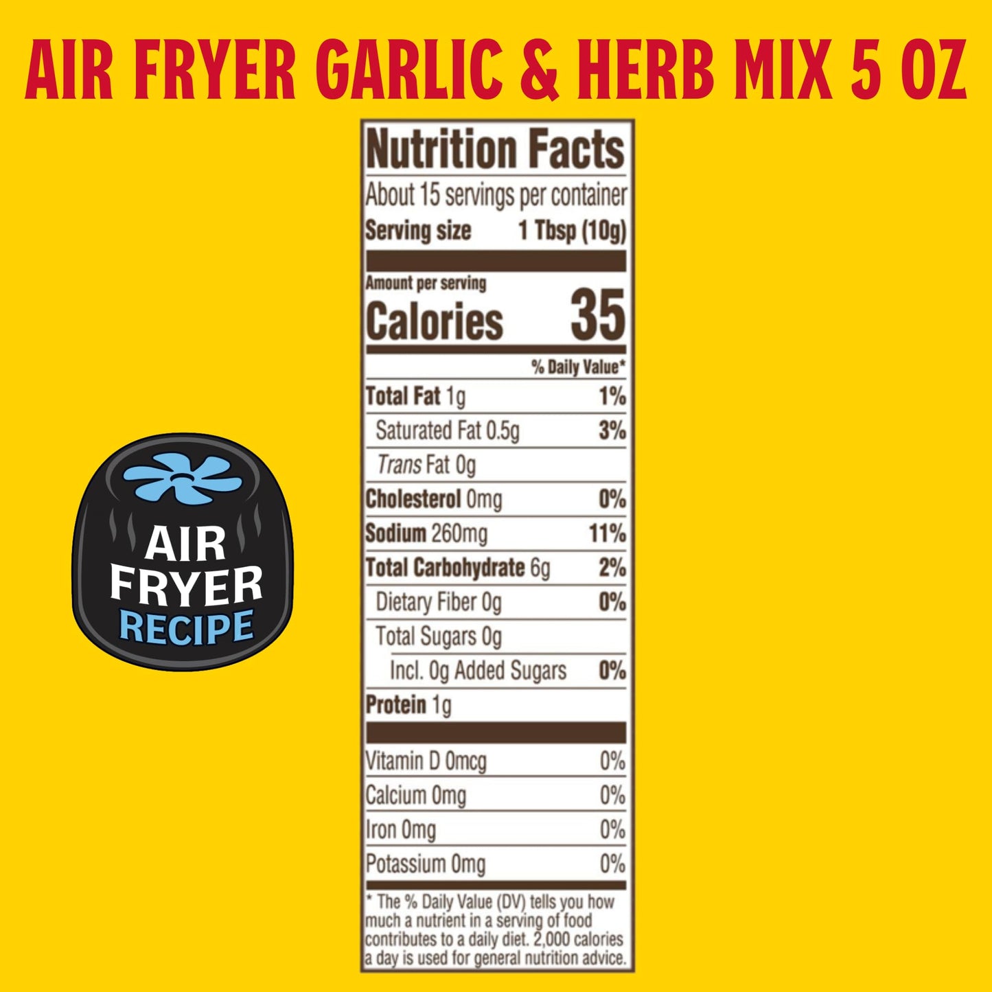 Louisiana Fish Fry, Air Fry Garlic & Herb Mix, 5 oz (Pack of 6)