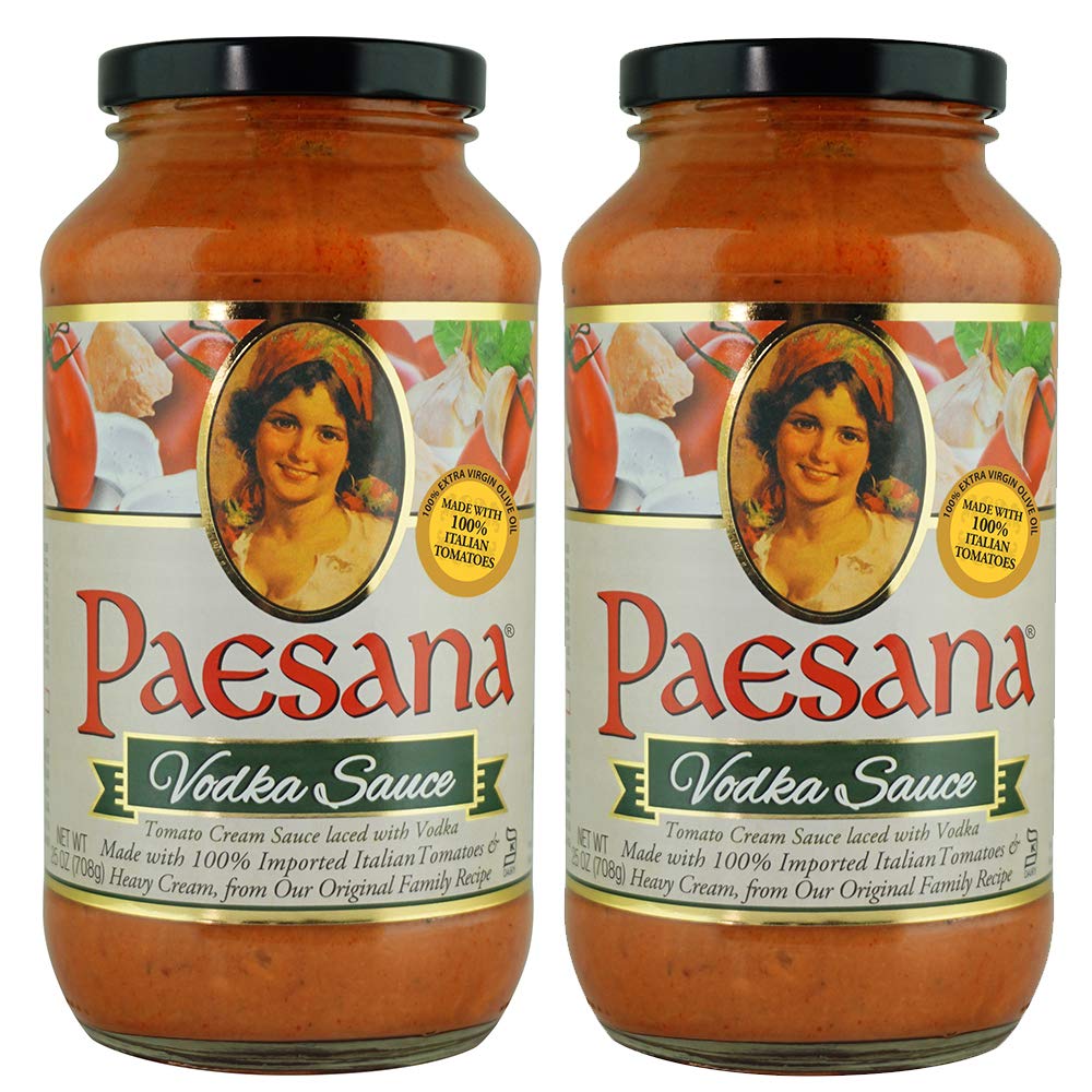Paesana Traditional Vodka Pasta Sauce, Gluten Free, 100% Imported Italian Tomatoes, 25 oz (2 Pack)