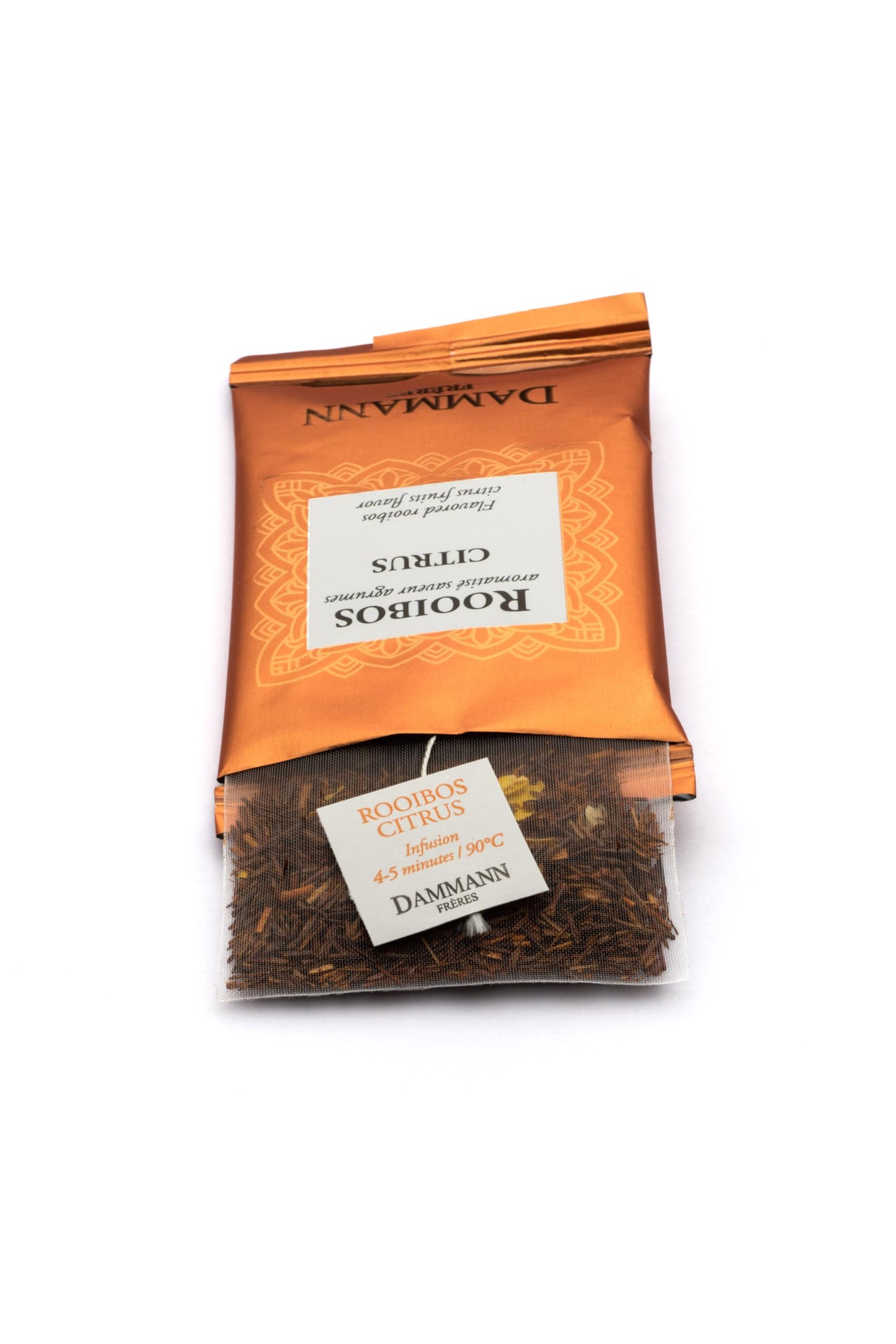 Dammann Freres Rooibos Citrus Tea Bags, Premium Gourmet, 24 Count, Cristal Tea Bags, Model 8203