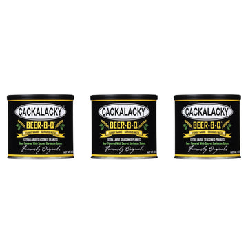 Cackalacky Beer-B-Q Seasoned Peanuts 3-Pack - 36 oz Total - Roasted Extra-Large Carolina BBQ Peanuts