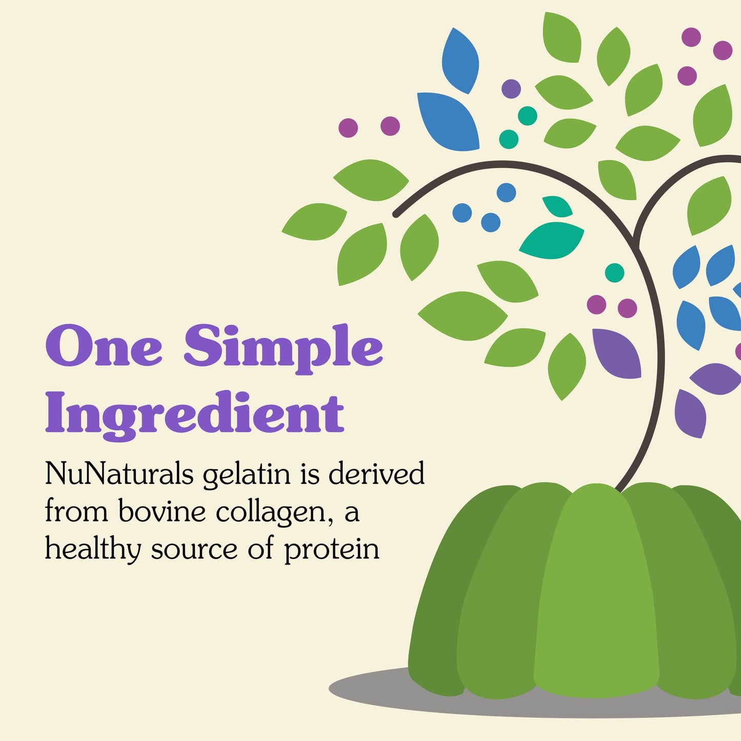 NuNaturals Unflavored Beef Gelatin Powder, Instantly Thickens, Stabilizes, and Texturizes, 1lb (2-Pack)
