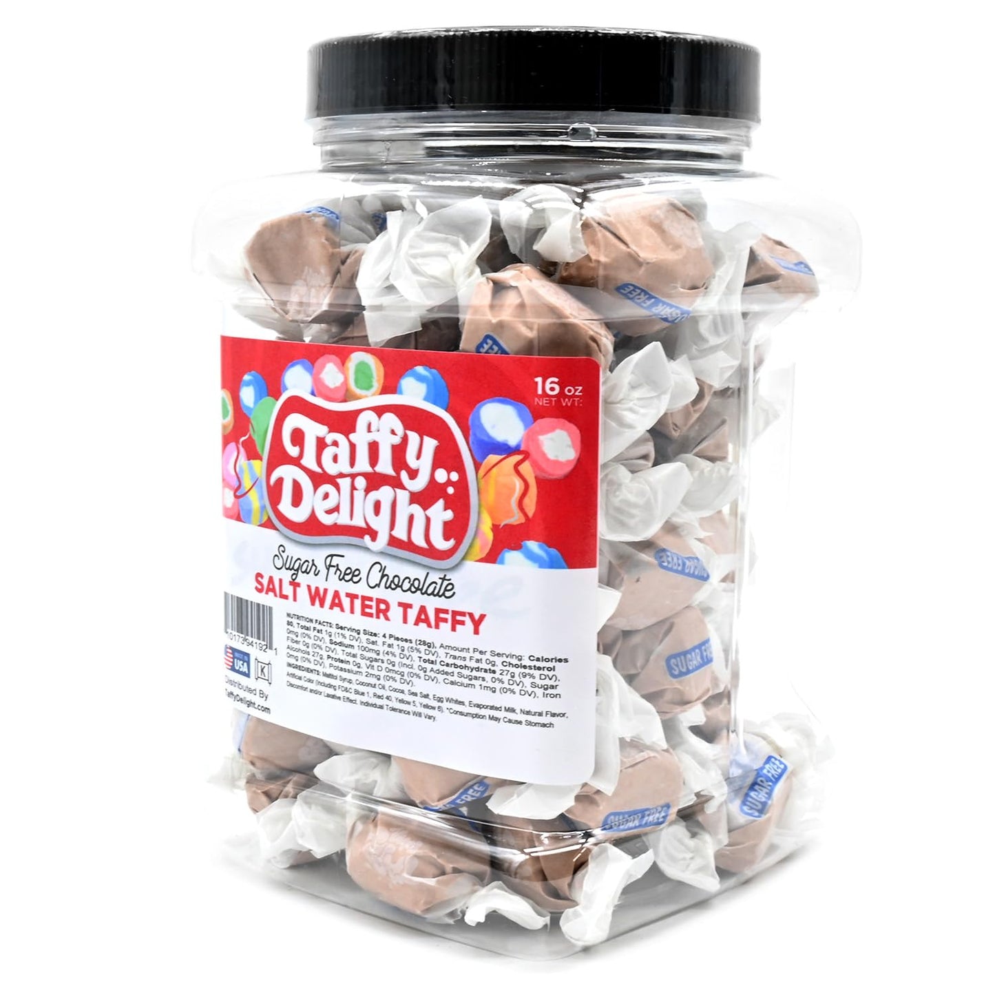 Taffy Delight Salt Water Taffy (16Oz, Sugarfree Chocolate)