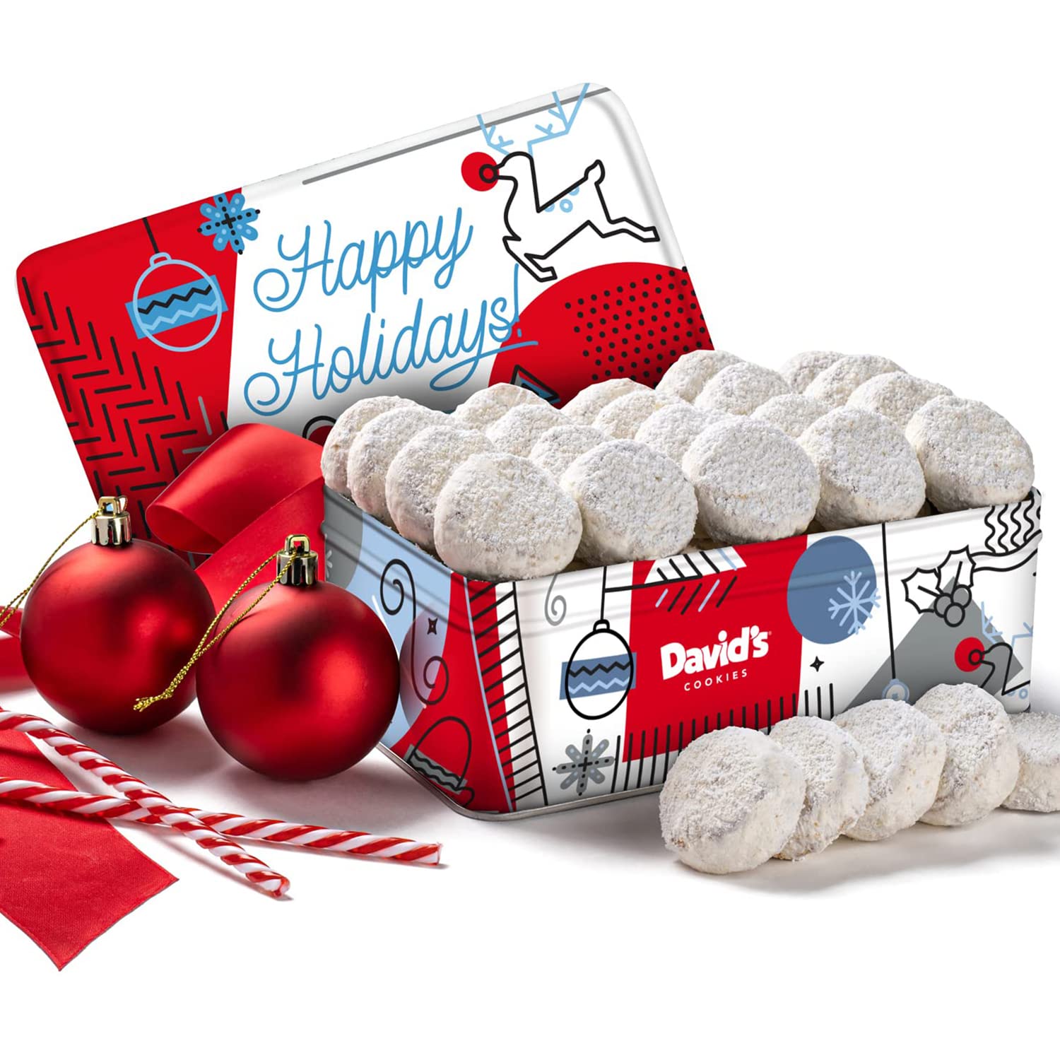 Davids Cookies Happy Holiday Butter Pecan Meltaway Cookies Gift Basket - Butter Cookies With Crunchy Pecans - Soft And Gourmet M