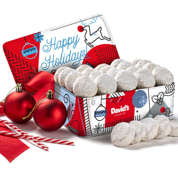 Davids Cookies Happy Holiday Butter Pecan Meltaway Cookies Gift Basket - Butter Cookies With Crunchy Pecans - Soft And Gourmet M