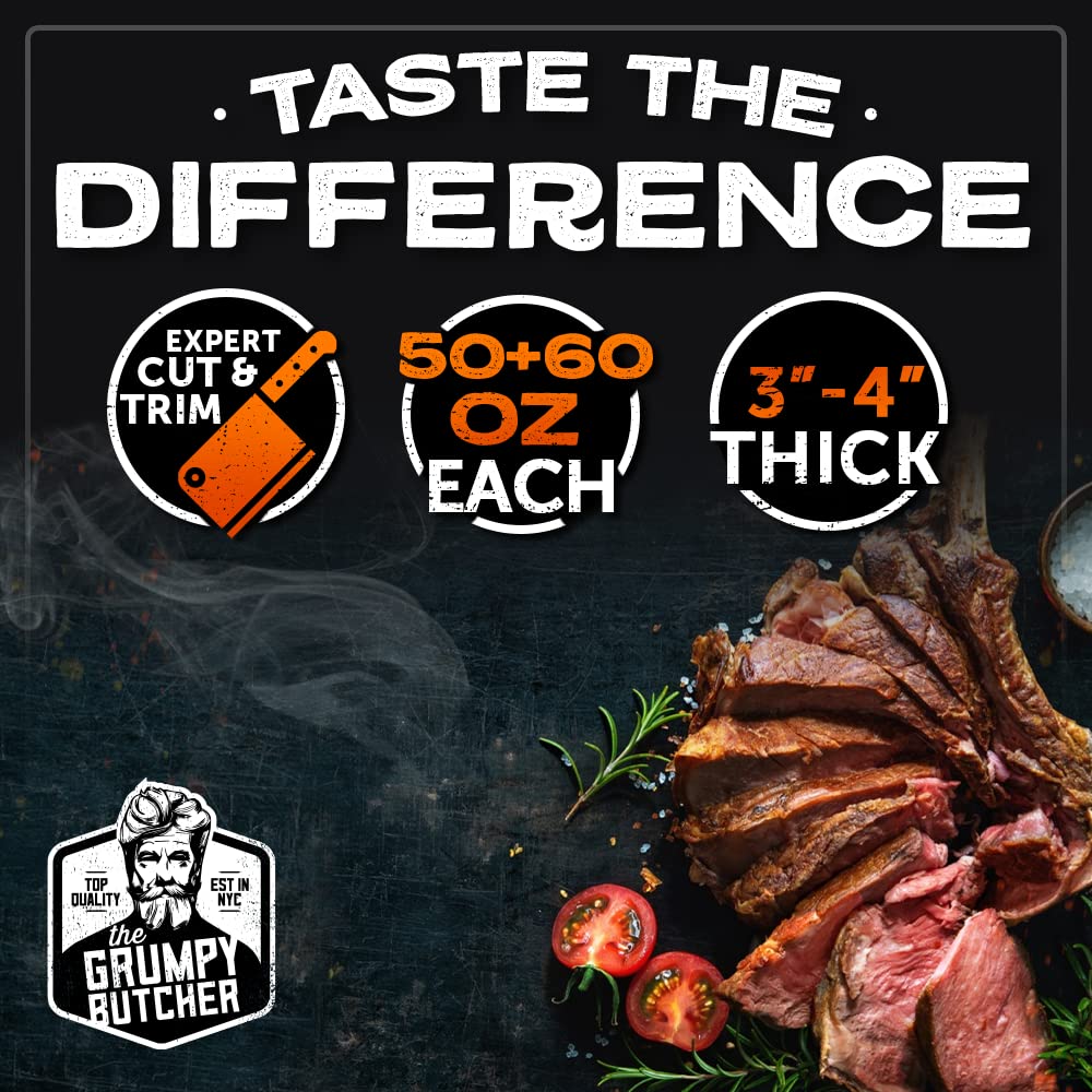 Grumpy Butcher Monster Tomahawk Wagyu Steak, 48-60 Ounces - Wagyu Beef Dry Aged Ribeye Steak Meat Masterpiece