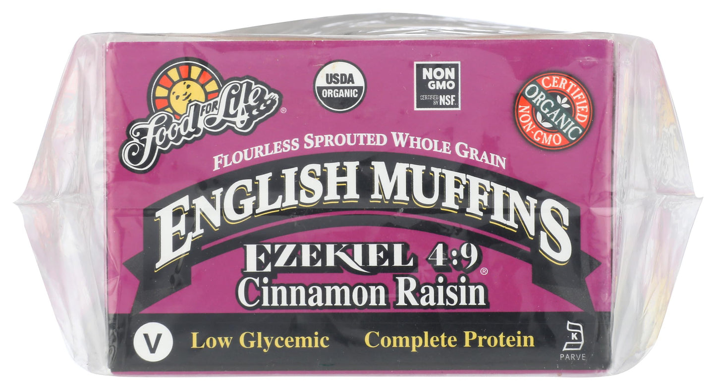 Food For Life Flourless Sprouted English Muffins, Cinnamon Raisin, 16 oz (Frozen)