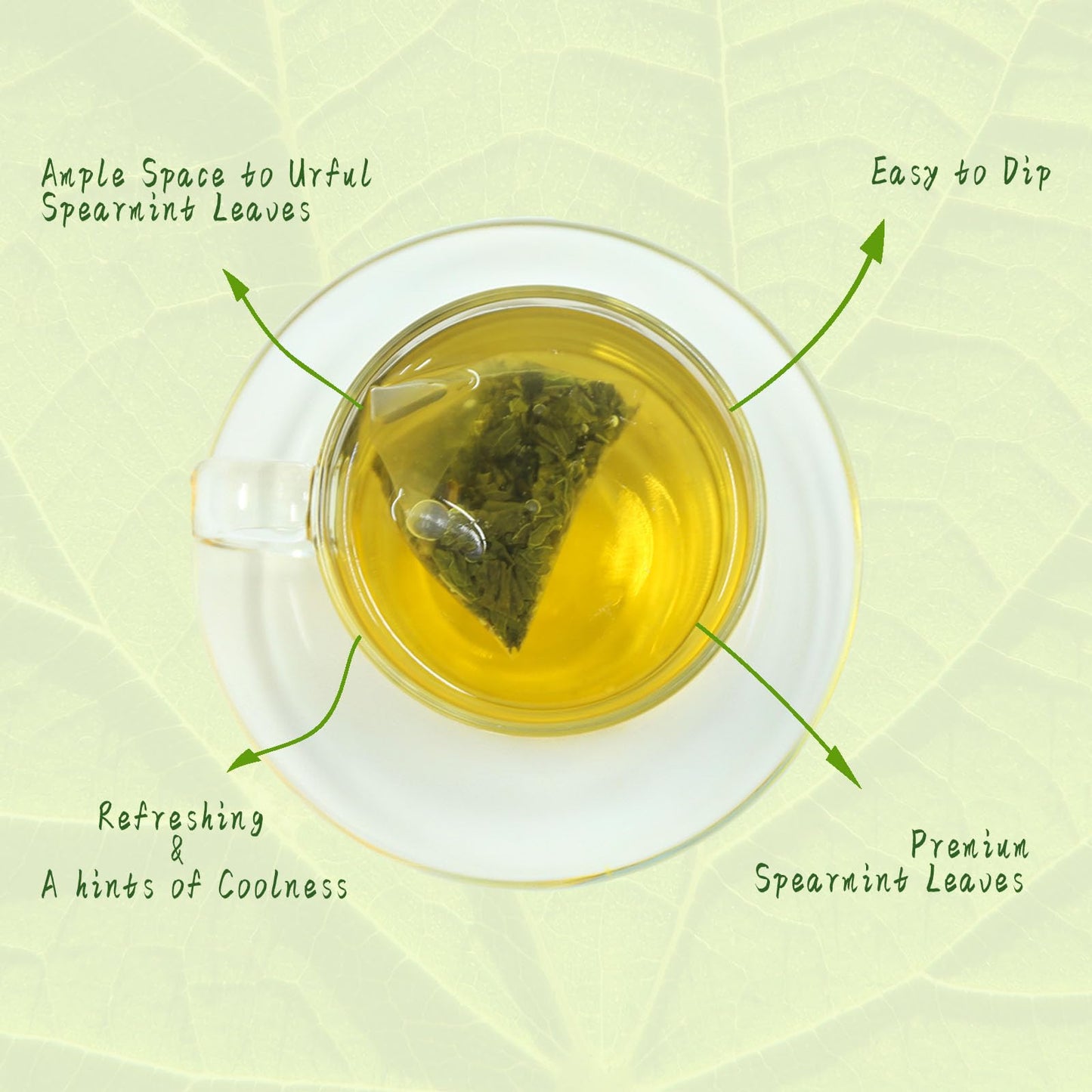 Jarteela Spearmint Tea Bags - 1.5g x 60 Count - Pure Herbal, Non-GMO, Caffeine-Free