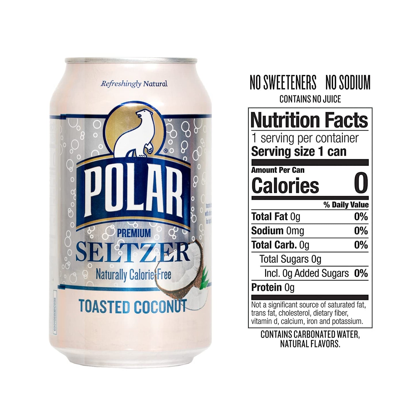 Polar Seltzer Water, Toasted Coconut, 12 Fl Oz Cans, 12 Pack - By Lastfuel.