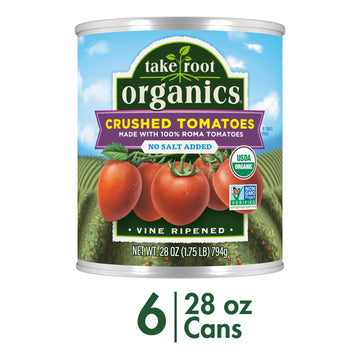 Take Root Organics No Salt Added Canned Organic Crushed Tomatoes, 28 oz Can (Pack of 6 Cans)