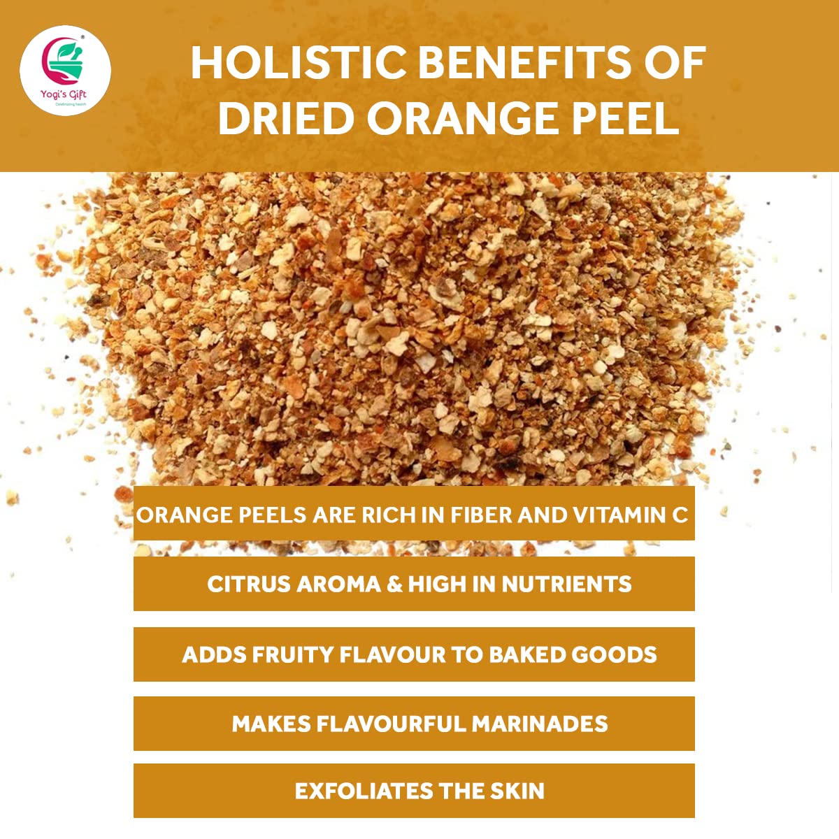 Dried Orange Peel 1 Lb | Rich Citrus Aroma And Flavour | Small Granules | Perfect For Tea, Cookies, Rye Breads, Seasoning & More
