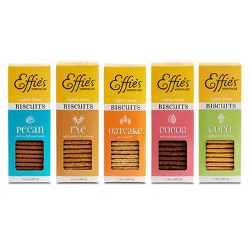 Effie's Homemade Biscuits - Variety Pack - Pecan, Rye, Oatcakes, Cocoa, Corn - 5 Pack
