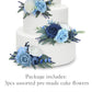 Rinlong 3Pcs Pre-Made Cake Flowers Navy Blue Cake Decorations Wedding Cake Decorating Flowers Decor Christening Birthday Baby Sh