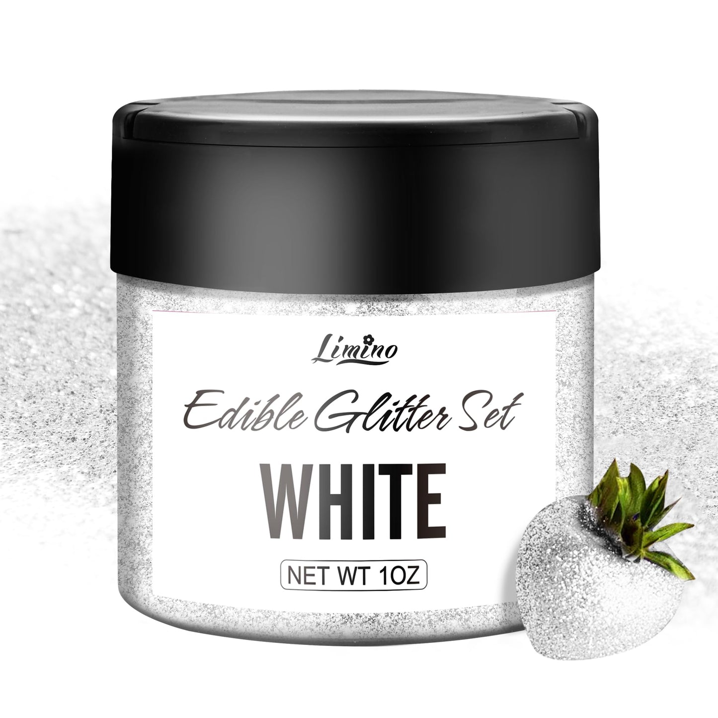 Limino Edible Glitter - 30g Luster Dust for Baking, Cake Decorating, Icing, and Cocktails - White, Food Grade, Small to Medium Size