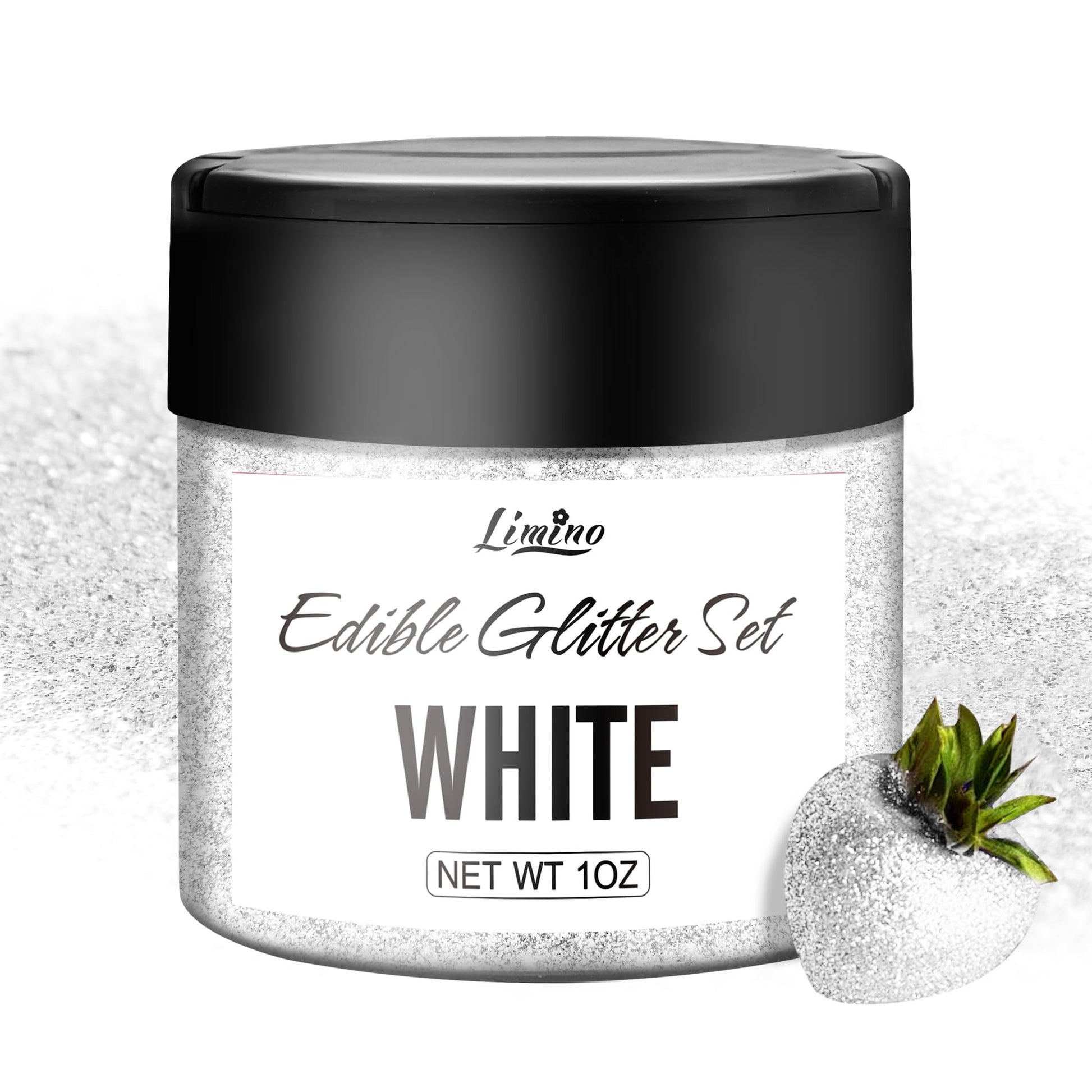 Limino Edible Glitter - 30g Luster Dust for Baking, Cake Decorating, Icing, and Cocktails - White, Food Grade, Small to Medium Size