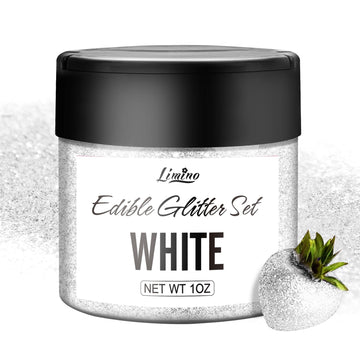 Limino Edible Glitter - 30g Luster Dust for Baking, Cake Decorating, Icing, and Cocktails - White, Food Grade, Small to Medium Size