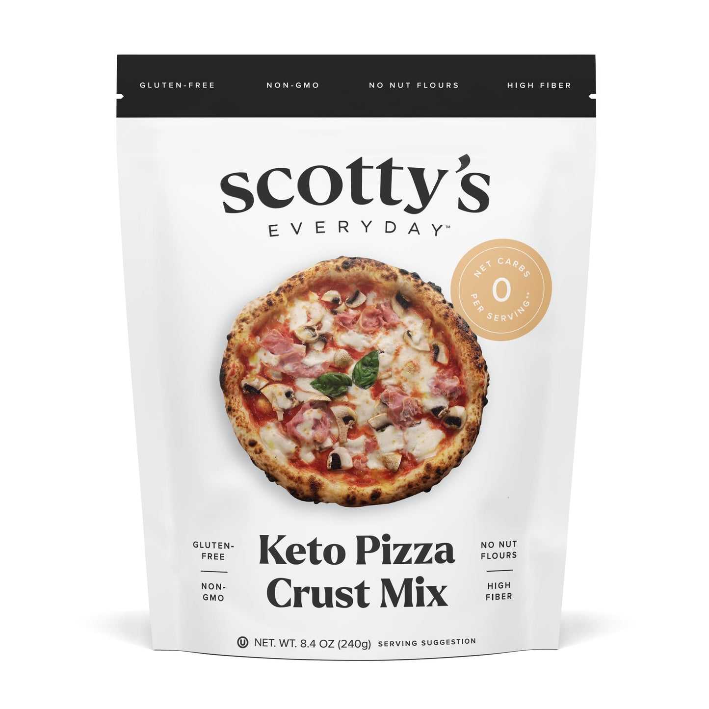 Keto Pizza Crust Zero Carb Mix - Keto and Gluten Free Pizza Baking Mix  Vegan - 0g Net Carbs Per Slice - No Erythritol  Easy to Make - No Nut Flours - No Sugar fermented-style flavors - Makes 1 Pizza (8.4oz Mix)