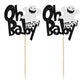24Pcs Ghost Oh Baby Cupcake Toppers Glitter Gender Reveal Baby Shower Spooky Halloween Cupcake Picks For Halloween Theme Baby Sh