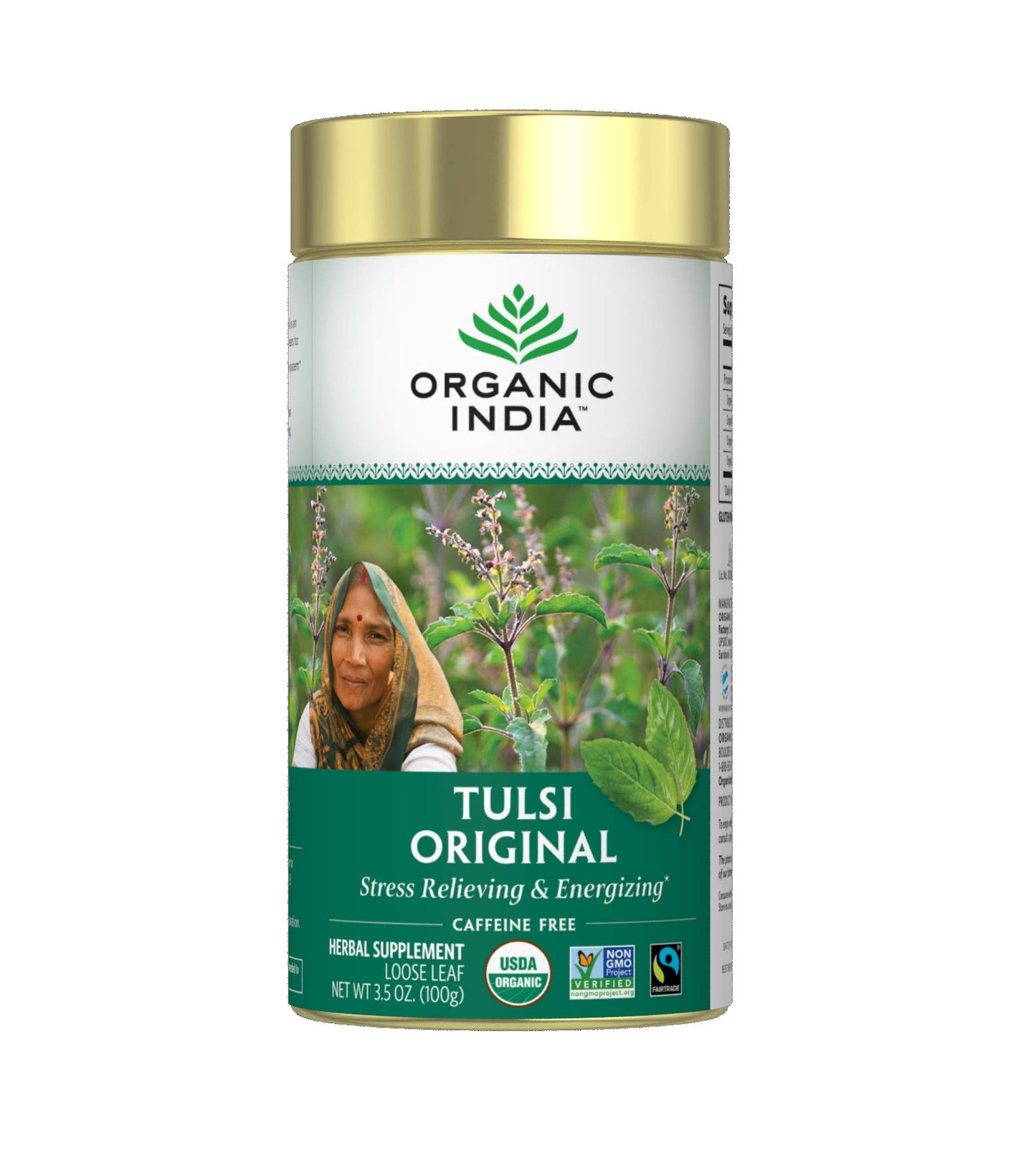 ORGANIC INDIA Tulsi Herbal Tea - Loose Leaf Holy Basil, Caffeine-Free, 3.5 oz Canister
