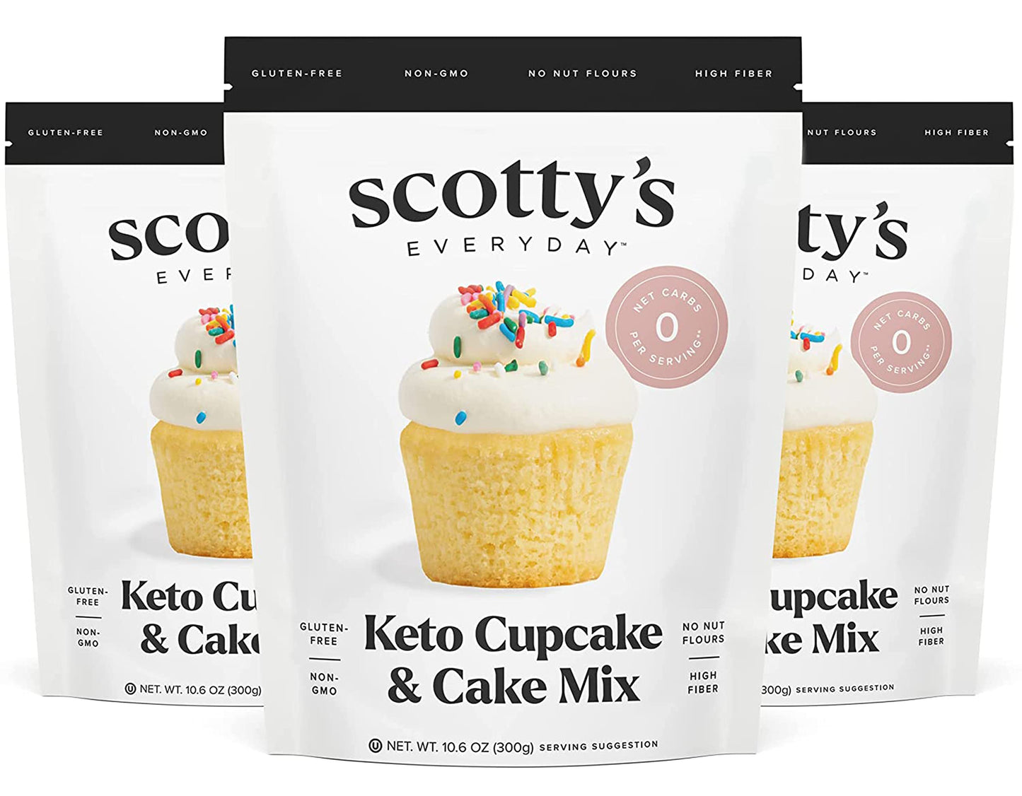 Scottys Everyday Keto Cupcake & Cake Mix - Gluten Free, 0g Net Carbs, Sugar Free, 10.6oz (3 Packs)