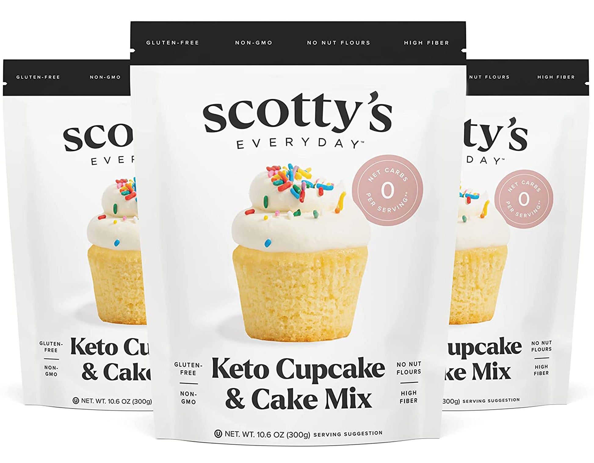 Scottys Everyday Keto Cupcake & Cake Mix - Gluten Free, 0g Net Carbs, Sugar Free, 10.6oz (3 Packs)