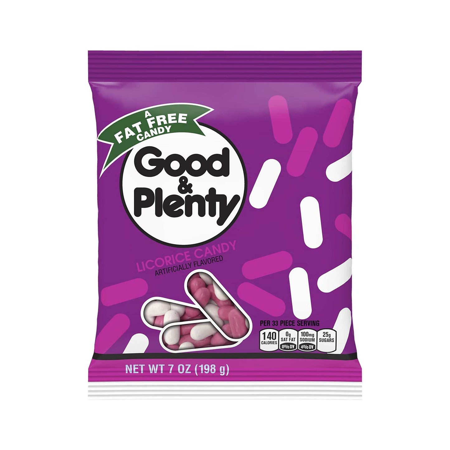 Good & Plenty Licorice Fat Free, Candy Bag, 7 Oz