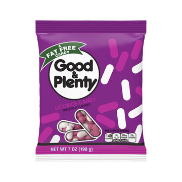 Good & Plenty Licorice Fat Free, Candy Bag, 7 Oz