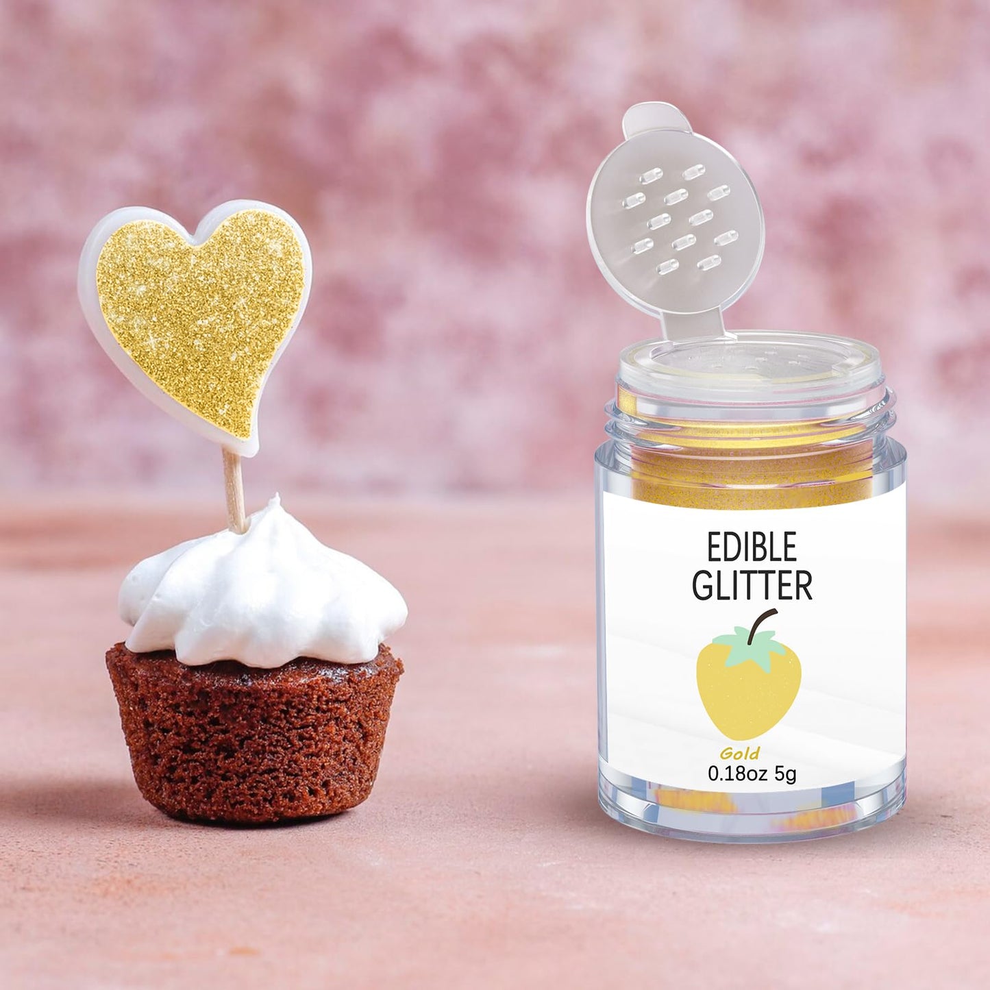 Colaele Gold Edible Glitter Powder, Food Grade Luster Dust for Cakes & Drinks, 5g