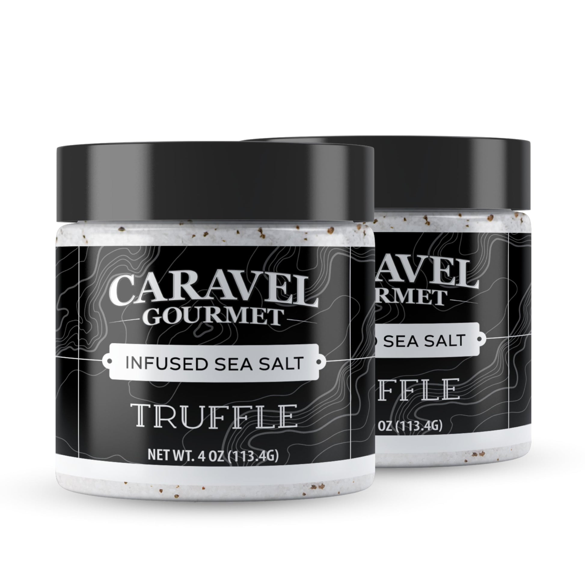 Caravel Gourmet Italian Black Truffle Sea Salt, 4 oz Jar, Pack of 2, Natural Flavor for Soups and Sauces