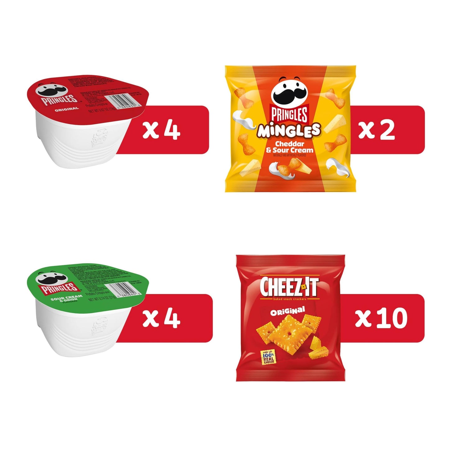Cheez-It and Pringles Snacks, Grab and Go, Variety Pack, 17.04oz Box (20 Count)