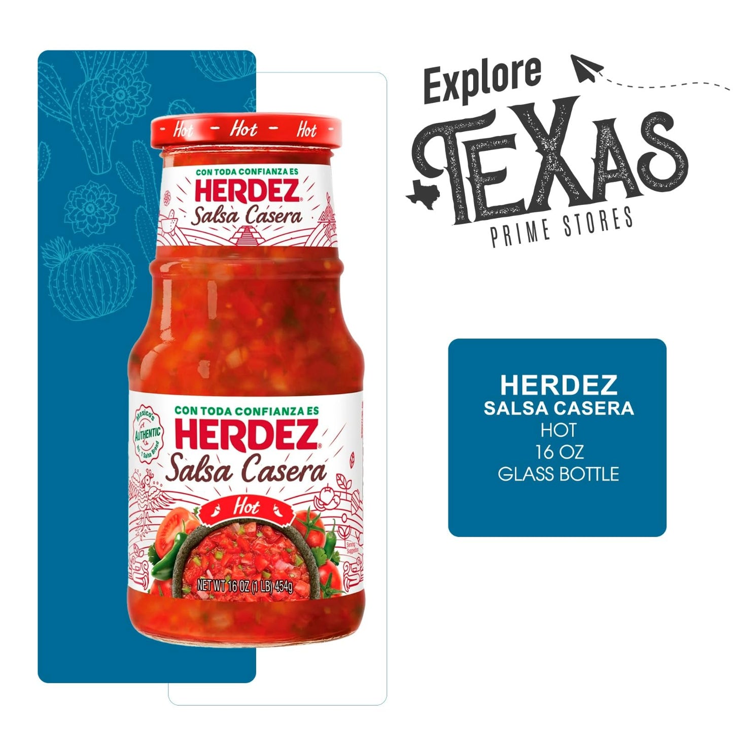 Herdez - Lavinia Essentials Bundle: 4-Pack of Salsa Roja Casera Hot 16oz Glass Bottle + 1 Utility Prop