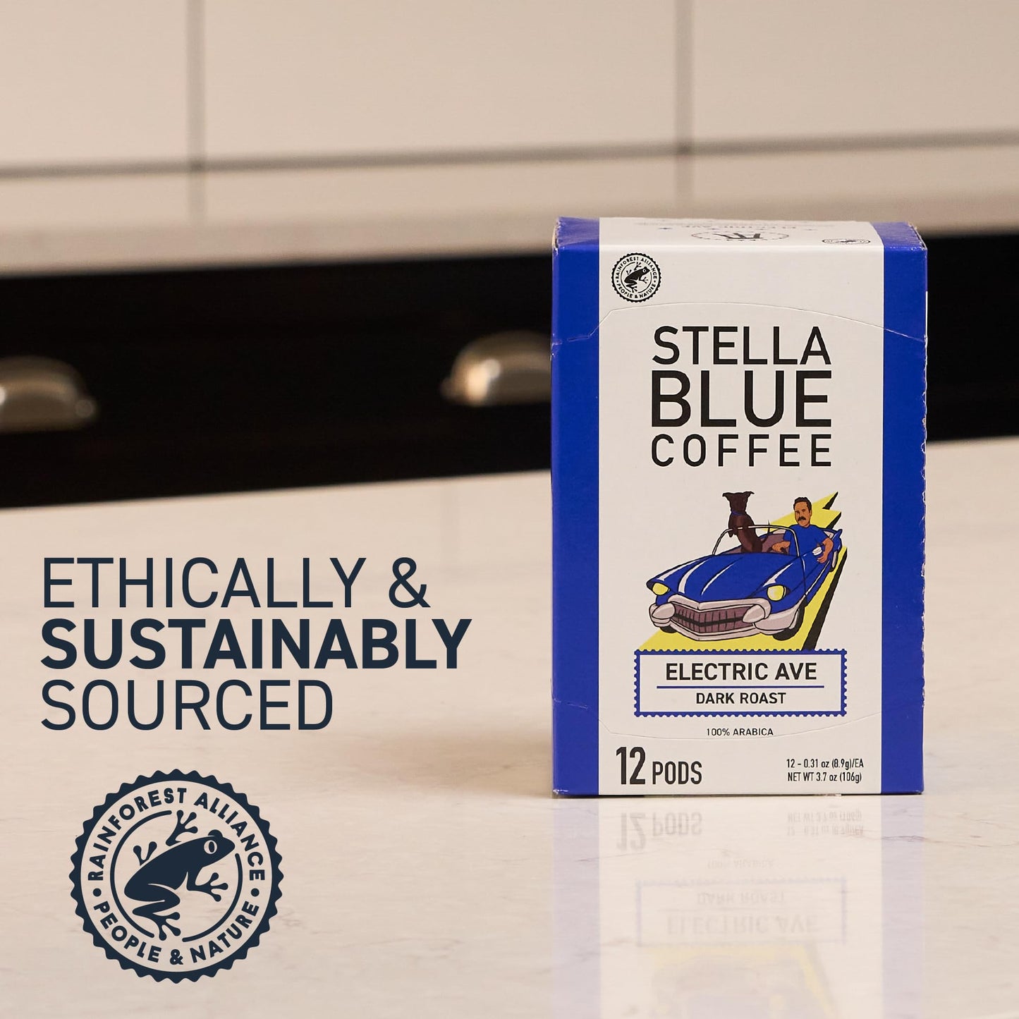 Stella Blue Dark Roast Coffee Pods, 100% Arabica, 12 Count, Single Serve