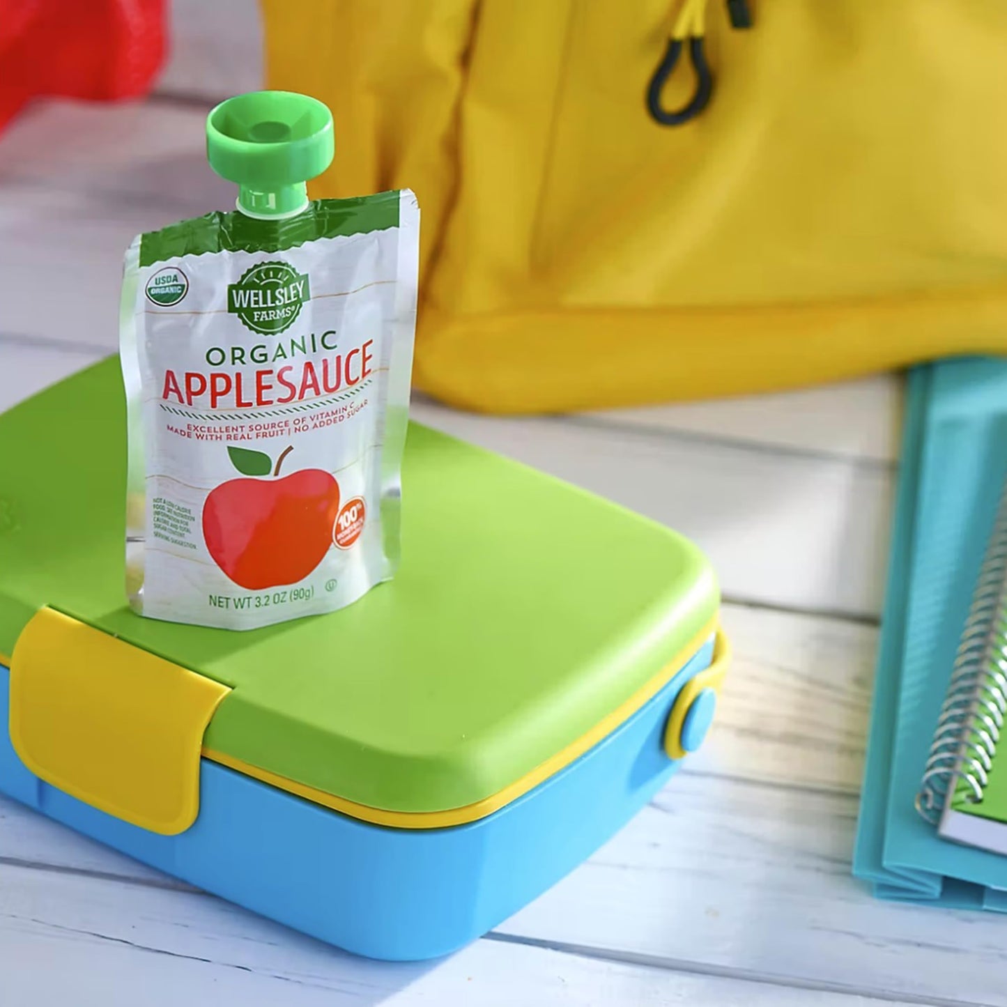 Wellsley Farms Organic Applesauce Pouches, 24-Pack, 3.2 oz Each, Gluten-Free, No Sugar Added, Kosher, Healthy Snack