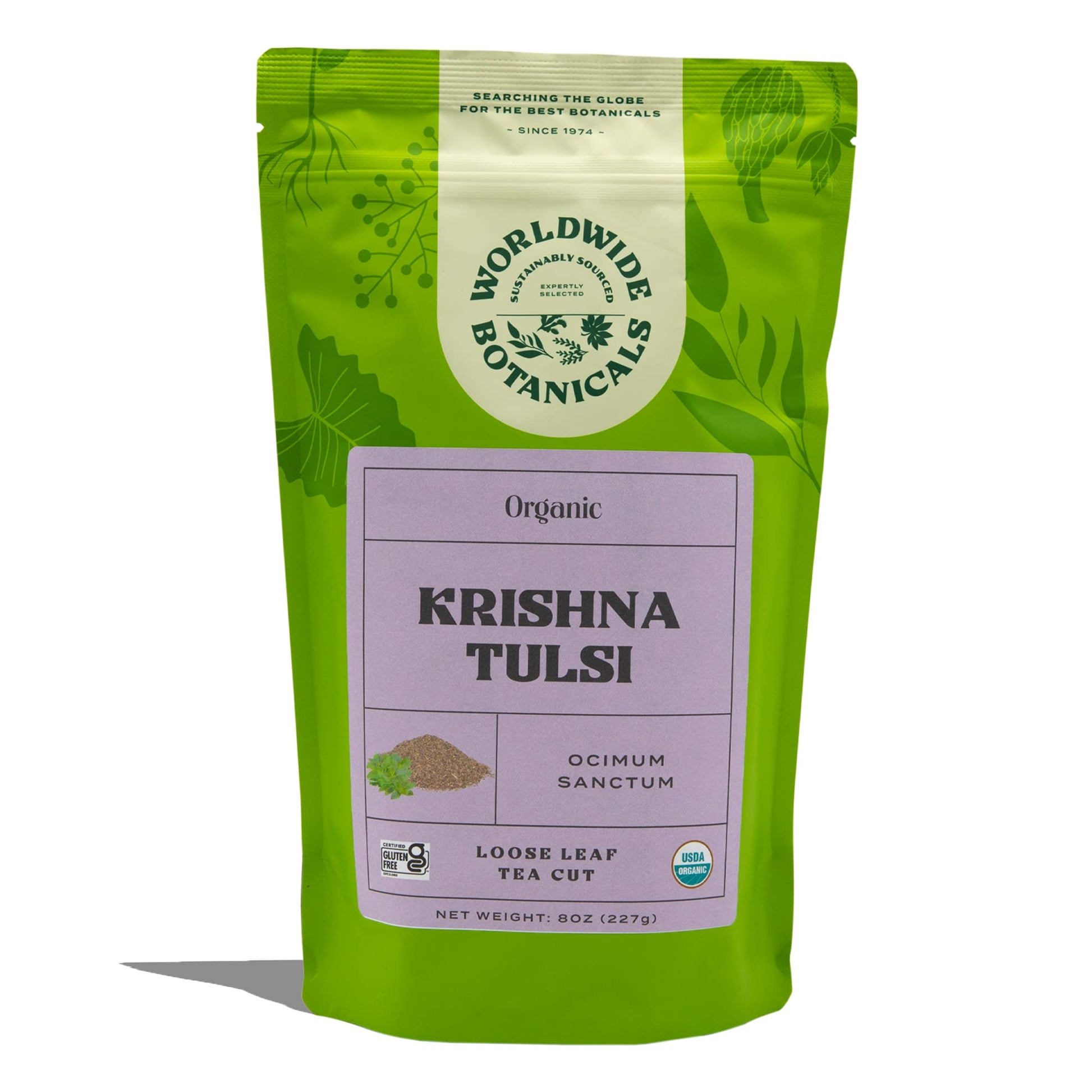 Worldwide Botanicals Organic Holy Basil Tea - Loose Leaf Tulsi Krishna, 8oz, Fair Trade, Kosher, Adaptogenic