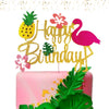 Laventy Glitter Flamingo Cake Toppers Flamingo Happy Birthday Cake Decoration Tropical Hawaiian Luau Themed Party Supplies