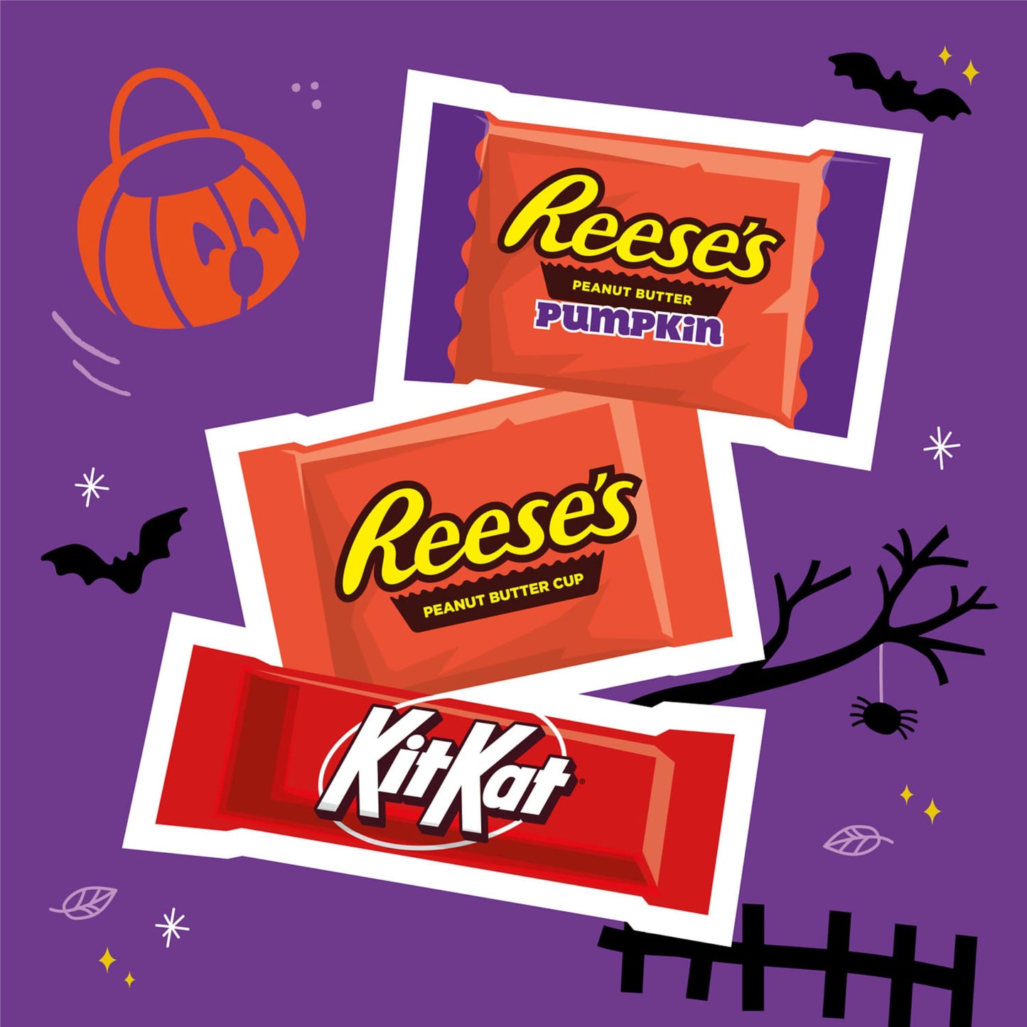 KIT KAT and REESES Assorted Milk Chocolate Snack Size  Halloween Candy Bag  32.65 oz (60 Pieces)